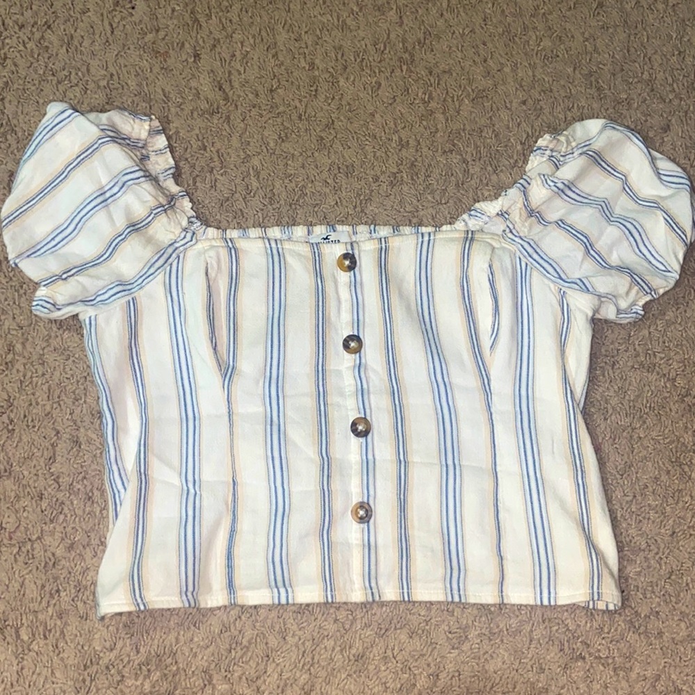 Puff sleeve striped top